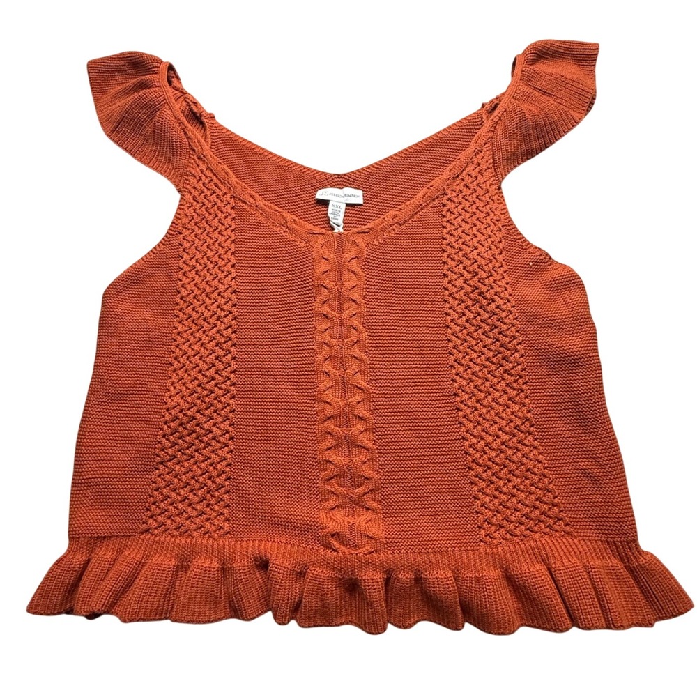 Jessica Simpson Kineta Sweater Tank XXL Chili Oil Ruffle Hem NWT Cotton Blend